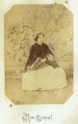 Victorian Cdv Type Photo Lady Mrs Grant Seated Outdoors