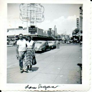 Las Vegas Couple In Front Of The Golden Nugget Gambling Hall Photo 1950