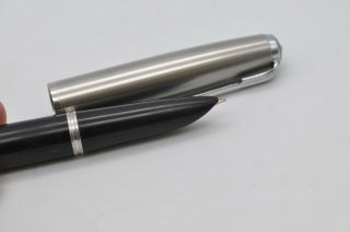 Lovely Scarce Vintage Parker No 51 Fountain Pen Black & Steel Cap - Aerometric