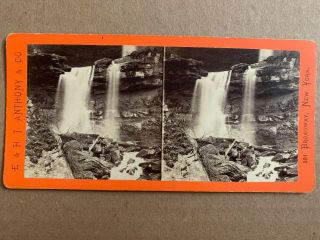 York Stereoview Lower Kauterskill Fall By Anthony 1870s