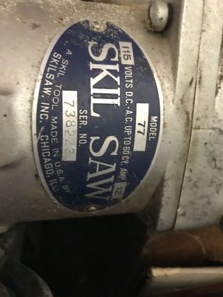 Vintage Skilsaw Skil Model 77 - 7 - 1/4 " Duty Saw In Orig Case
