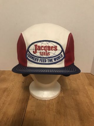 Vintage Jacques Seeds Fitted 7 1/4 Hat Cap With Ear - Flap Patch K - Brand Usa