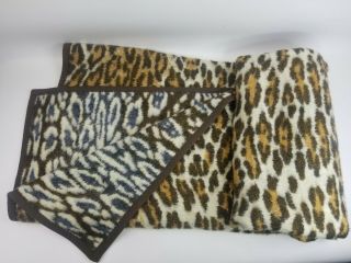 Vtg Biederlack Leopard Print Blanket Approx 70×60 Made In W.  Germany,  Reversible