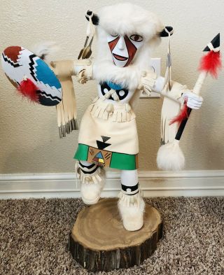 Vintage Hopi Kachina Doll,  White Buffalo By A.  Shorty,  21” Tall