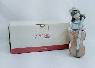 Vintage Nao By Lladro Porcelain Figurine Girl With Cello 1035