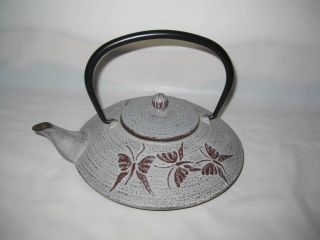Tetsubin Style Cast Iron Japanese Tea Pot With Butterfly Design,  Brew Basket