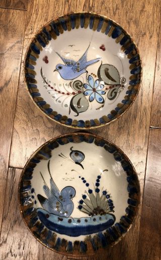 Set Of 2 Mexico Pottery Bowls Ken Edwards Blue Bird 7 1/2”