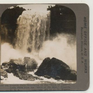 Luna Falls From The Maid Of The Mist Niagara Falls Ny Wasson Stereoview 1900