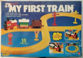 Vtg 1987 Playmates My First Train Set Complete Wind Up 18 Pc