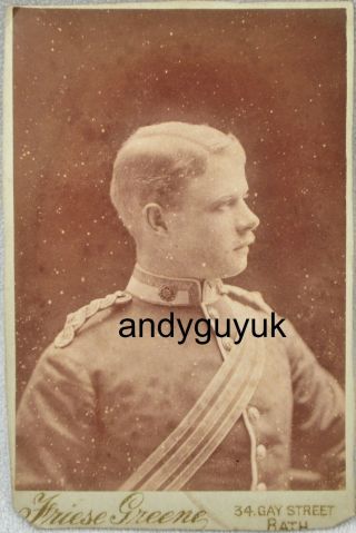 Cabinet Card Soldier By Friese Greene Antique Victorian Photo Military