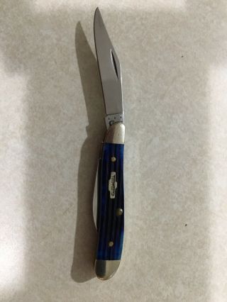 Case Xx Peanut Pocket Knife Surgical Steel Blade Navy Blue Jigged Bone Handle