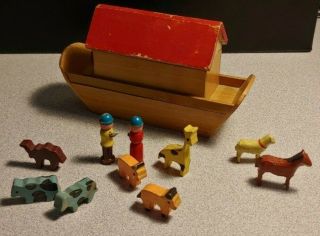 Vintage Shackman Miniature Wooden Noah ' s Ark Play Set Toy Made In Japan 1956 2
