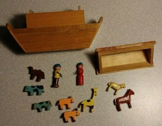 Vintage Shackman Miniature Wooden Noah ' s Ark Play Set Toy Made In Japan 1956 3