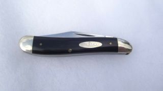 Vintage Case Xx Pocket Knife 2220 U.  S.  A.  8 Dot Black 2 Blade N/mint