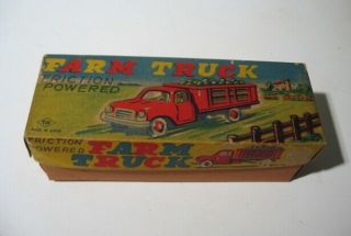 Vintage Farm Truck 5 " Tin Friction - Box Only - Tn Nomura Toys Japan 1950 