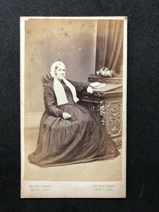 Victorian Carte De Visite Cdv: Lady: West London Photo Co: Ornate Writing Desk