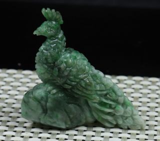 Cert ' d Green 100 Natural A JADE jadeite SMALL Statue peacock 孔雀 992540 2