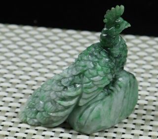 Cert ' d Green 100 Natural A JADE jadeite SMALL Statue peacock 孔雀 992540 3