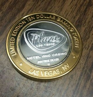 . 999 Silver Plaza Las Vegas Limited Edition $10.  00 Casino Token