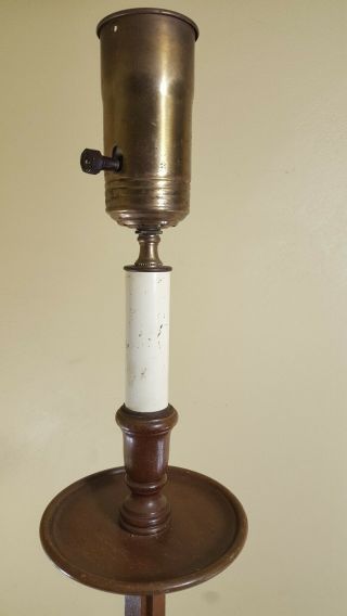 Vintage Wood Floor Lamp w Adjustable Height 2