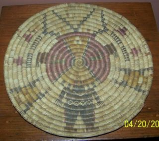 Vintage Hopi Indian Coiled Plaque W / Kachina Design