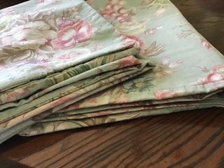 Ec Vintage Ralph Lauren Charlotte Sage Green Floral Pair (2) King Pillowcases