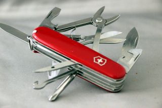 Victorinox Deluxe Tinker Model Swiss Army Knife,  Red Handles,  9 Blades/tools
