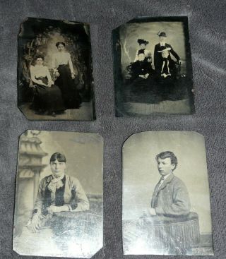 4 Antique Tintypes Late 1800s Or Early 1900s 2.  5 " X 3.  5 " From Pennsylvania