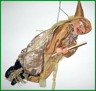 German Norwegian Good Luck Flying Kitchen Witch Large Size Brown 19 "