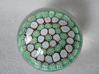 Vintage Murano Italy Art Glass Concentric Millefiori Large Paperweight