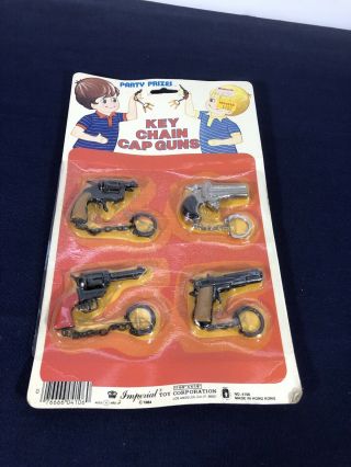 Vintage 1984 Mini Toy Cap Gun Keychains Die Cast Metal Imperial Toys