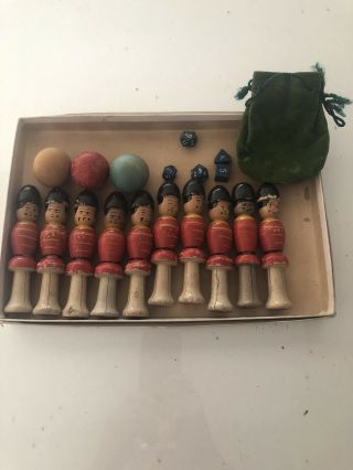 Vintage Wooden Soldier Ten Pins Bowling Game Artwood Toy Mfg Co.