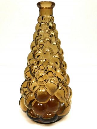 Vintage Retro Genie Bottle Decanter Bubble Empoli Italian Art Glass 1960s Amber