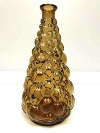 Vintage Retro Genie Bottle Decanter Bubble Empoli Italian Art Glass 1960s Amber 2