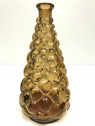 Vintage Retro Genie Bottle Decanter Bubble Empoli Italian Art Glass 1960s Amber 3