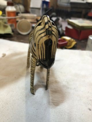 1940s/50s Wind Up Tin Toy Spinning Zebra Japan 2