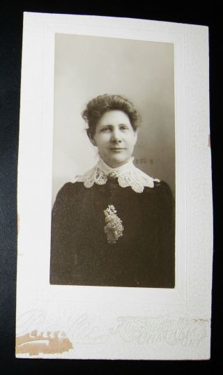 Antique Mounted Photo Of A Woman In Lovely Dress Chatham Ontario Canada