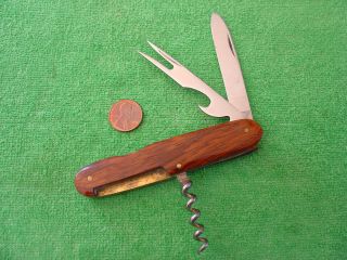 Vintage Hubertus Solingen Rostfrei 3 Blade Folding Pocketknife Multi - Tool