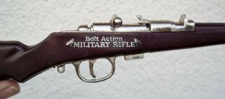 Vintage Toy Cap Gun Bolt Action Military Rifle Model Made In Hong Kong