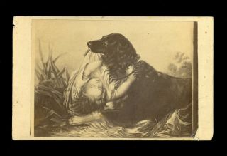 1870s Black Lab Retriever Dog Art Child Rescue Gw Tomlinson Boston Cdv Photo U38