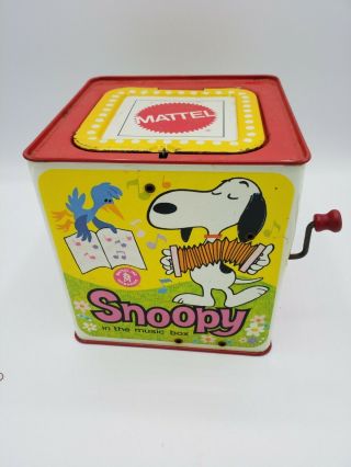 1966 Snoopy Vintage Toy Jack In The Box Tin Mattel Toymakers