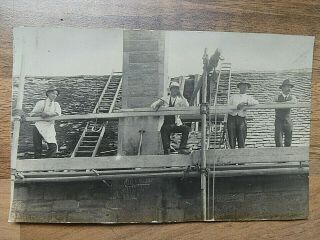 Pre 1914 Postcard Sized Photo Of Roofers Taken By Adele Stone Of Stroud