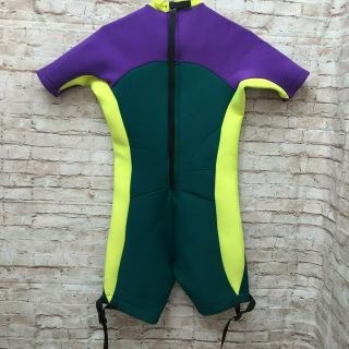 Vintage Body Guard Green Bright Purple Wet Suit Surf Youth Womens Sz M/l Scuba