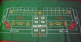 Blackjack / Craps - 2 Sided Portable Table Top Green Felt Cover 71 " X 36 "