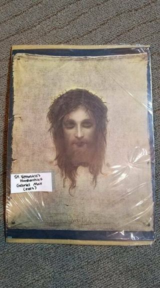 Vintage Jesus Christus Litho Print St.  Veronica 