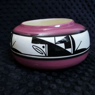 Ute Mountain Native American Pottery Signed Ruth Root Large Bowl Tribal Purple
