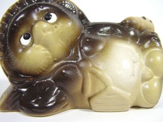 Pottery Tanuki Reclining Japanese Badger Dog As It Waits For Good Luck