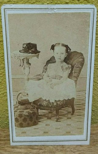 Civil War Era Cdv Antique Photo Little Girl By Johnson,  Williams & Co.  York