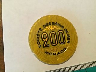 Societé Des Bains De Mer,  Monte Carlo,  Monaco F200 Jeton Casino Chip