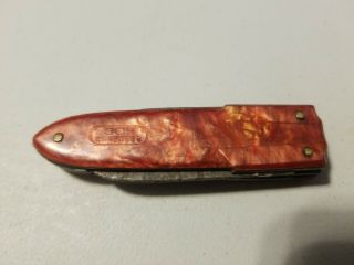 Vintage Folding Knife Ryabinka Red Ussr 1980 - 90s Pavlovo Rusty